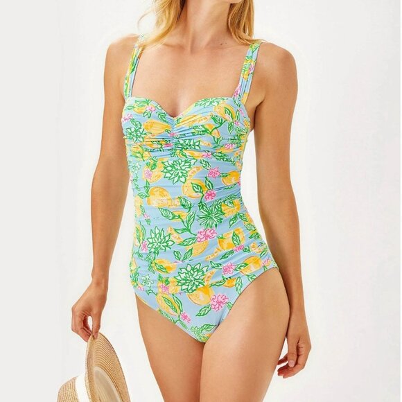 NWT Lilly Pulitzer Solaria Bluette Make Lemonade One Piece Swimsuit sz 10 - Picture 1 of 2